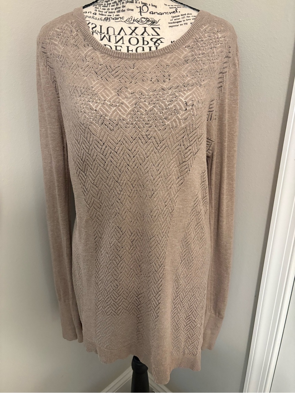 Vintage Y2K Long-Sleeve Knit top in Light Taupe